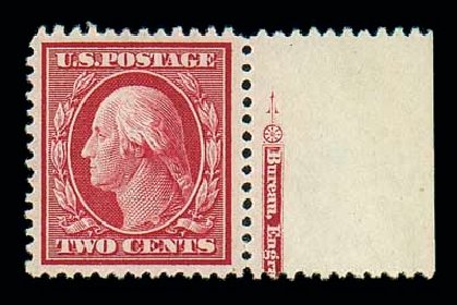 US Stamps Prices Scott 358 - 2c 1909 Washington Bluish Paper. Matthew Bennett International, Jun 2007, Sale 319, Lot 1378