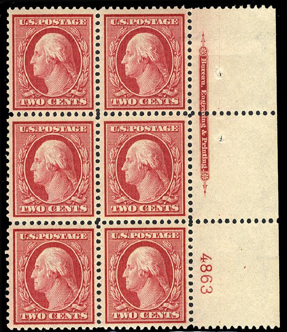 US Stamps Values Scott 358 - 2c 1909 Washington Bluish Paper. Cherrystone Auctions, May 2008, Sale 200805, Lot 248