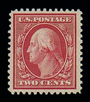 US Stamps Values Scott # 358: 2c 1909 Washington Bluish Paper. Matthew Bennett International, Jun 2007, Sale 319, Lot 1379