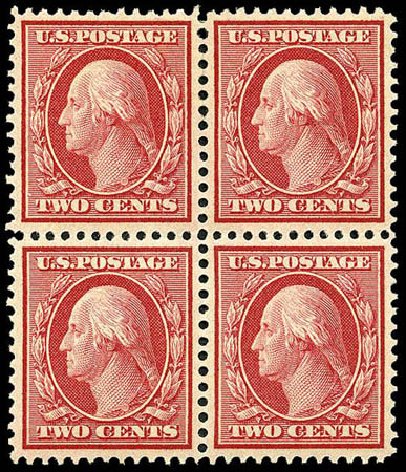 US Stamp Prices Scott Cat. 358: 1909 2c Washington Bluish Paper. Matthew Bennett International, Apr 2008, Sale 326, Lot 349