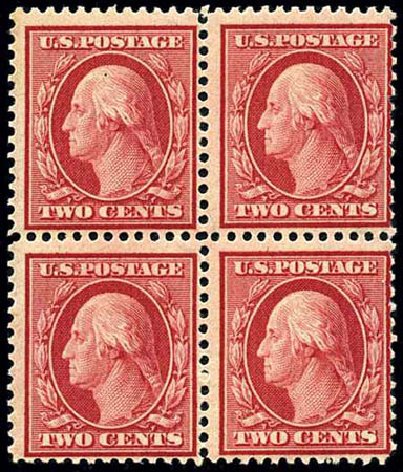 US Stamps Value Scott Cat. 358 - 1909 2c Washington Bluish Paper. Harmer-Schau Auction Galleries, Jun 2008, Sale 78, Lot 1539