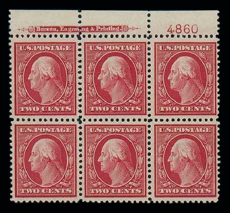 US Stamps Price Scott Catalogue #358 - 1909 2c Washington Bluish Paper. Matthew Bennett International, Jun 2007, Sale 319, Lot 1380