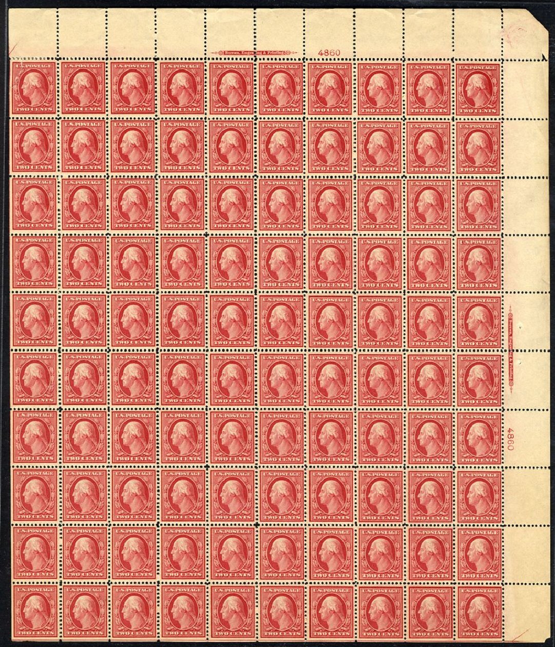 US Stamp Prices Scott Catalogue # 358 - 1909 2c Washington Bluish Paper. Cherrystone Auctions, Jan 2008, Sale 200801, Lot 1201