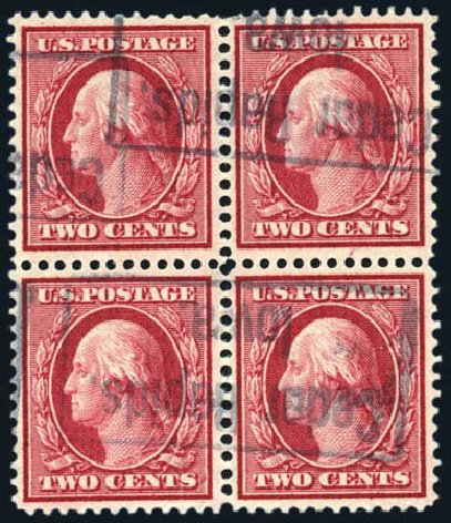 Values of US Stamps Scott Catalogue 358: 1909 2c Washington Bluish Paper. Harmer-Schau Auction Galleries, Jun 2008, Sale 78, Lot 1541