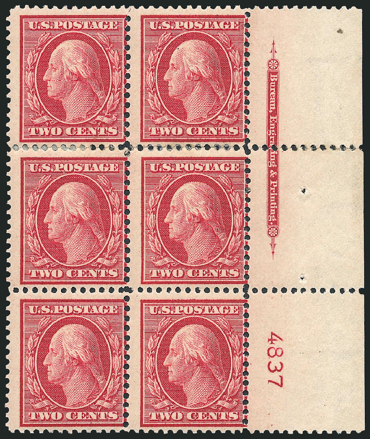 Costs of US Stamp Scott Cat. 358: 1909 2c Washington Bluish Paper. Robert Siegel Auction Galleries, Apr 2009, Sale 971, Lot 1581