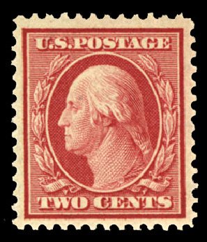 US Stamps Values Scott Cat. 358 - 2c 1909 Washington Bluish Paper. Cherrystone Auctions, Jul 2013, Sale 201307, Lot 124