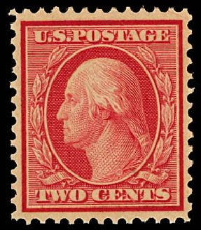 Cost of US Stamps Scott 358: 1909 2c Washington Bluish Paper. Daniel Kelleher Auctions, Dec 2012, Sale 633, Lot 634