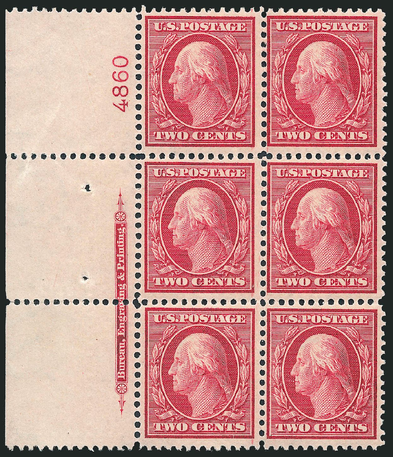 US Stamps Value Scott Catalog # 358 - 2c 1909 Washington Bluish Paper. Robert Siegel Auction Galleries, Apr 2009, Sale 971, Lot 1584