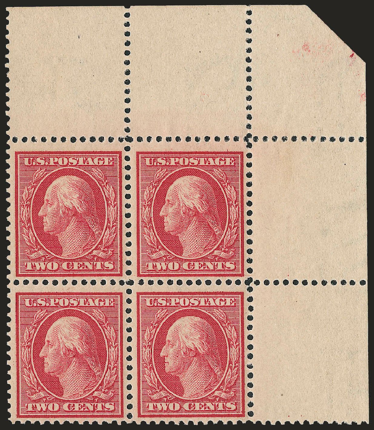 US Stamps Value Scott Catalog 358: 1909 2c Washington Bluish Paper. Robert Siegel Auction Galleries, Jun 2009, Sale 975, Lot 1754