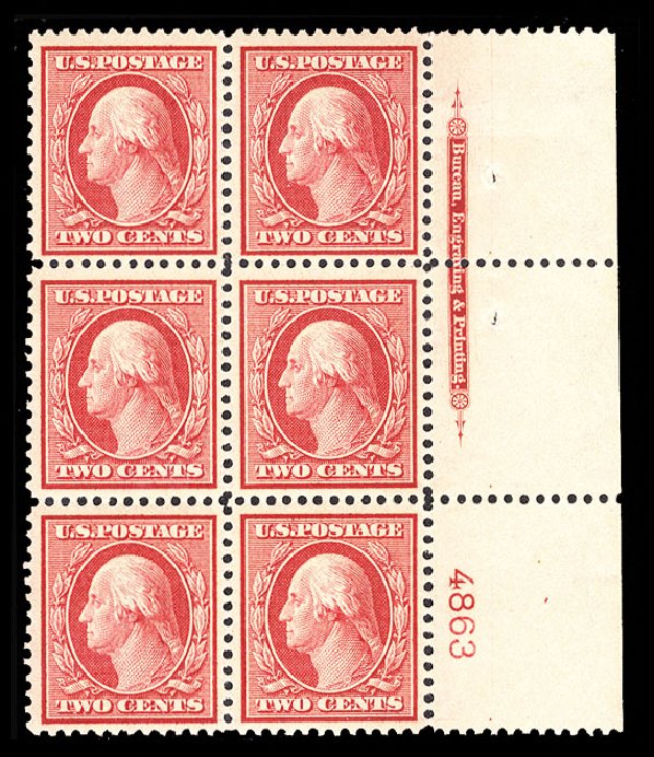 Prices of US Stamp Scott #358: 1909 2c Washington Bluish Paper. Cherrystone Auctions, Oct 2012, Sale 201210, Lot 135