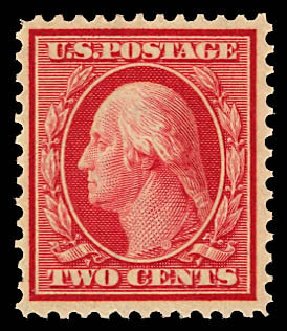 US Stamps Value Scott Catalog # 358 - 2c 1909 Washington Bluish Paper. Daniel Kelleher Auctions, Dec 2012, Sale 633, Lot 635