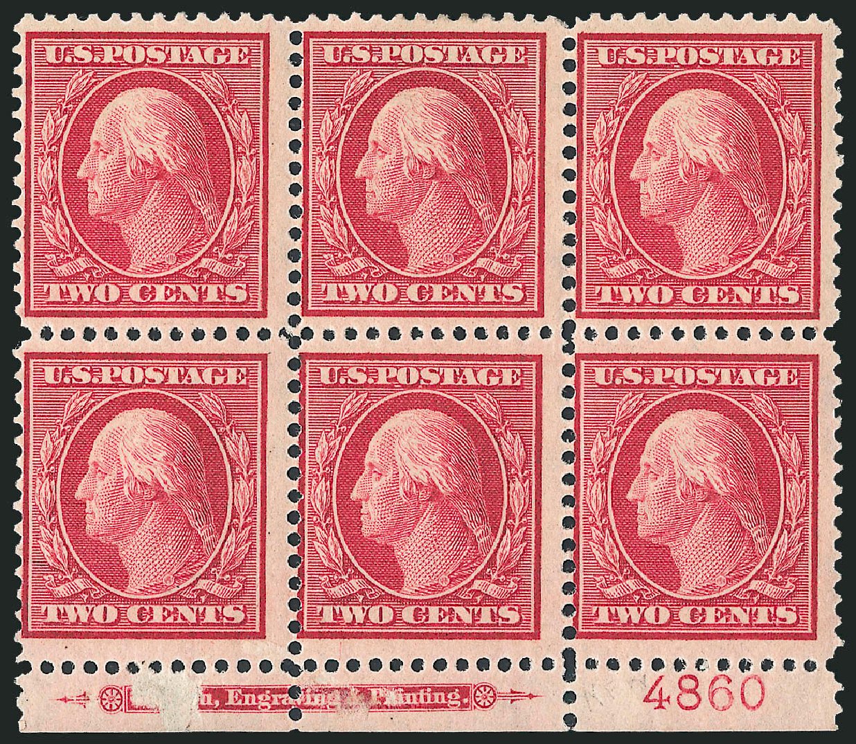 Costs of US Stamps Scott #358 - 1909 2c Washington Bluish Paper. Robert Siegel Auction Galleries, Apr 2009, Sale 971, Lot 1583