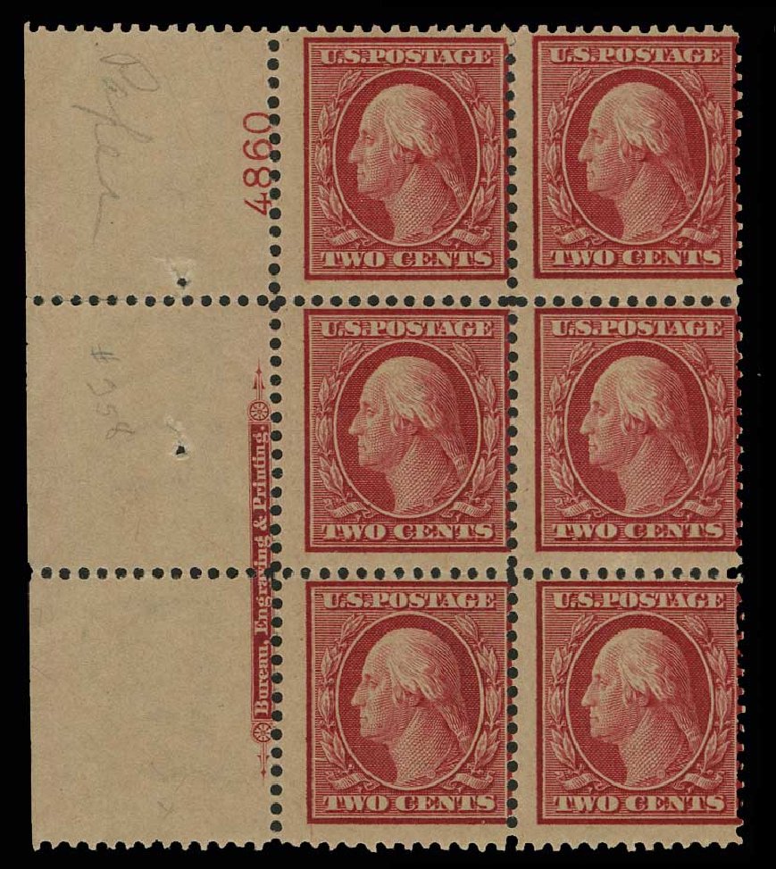 Prices of US Stamps Scott Catalog 358: 2c 1909 Washington Bluish Paper. H.R. Harmer, May 2014, Sale 3005, Lot 1256
