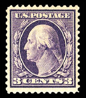 Value of US Stamps Scott Catalog # 359: 1909 3c Washington Bluish Paper. Cherrystone Auctions, Apr 2009, Sale 200904, Lot 77