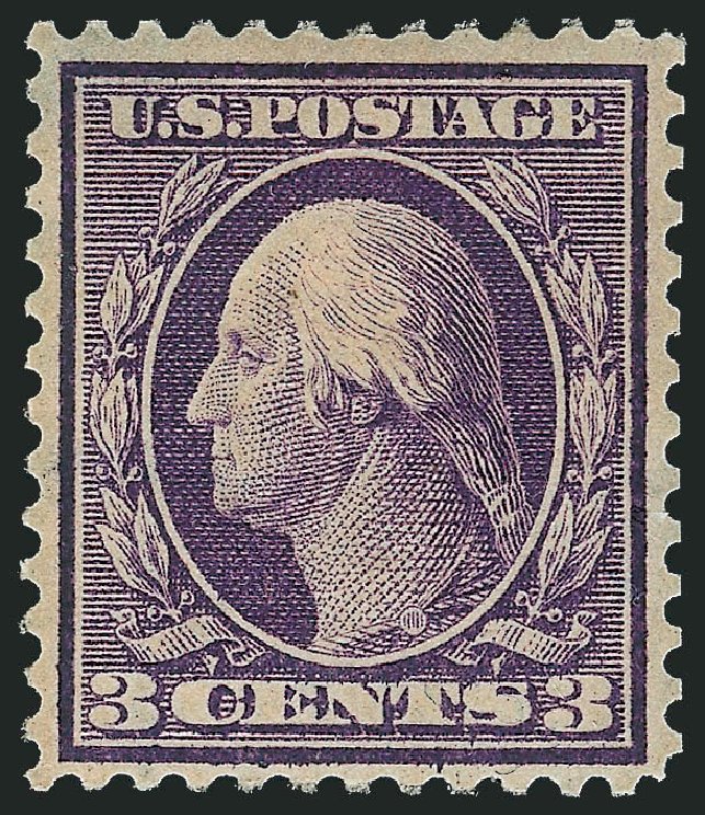 US Stamps Value Scott Cat. # 359 - 1909 3c Washington Bluish Paper. Robert Siegel Auction Galleries, Mar 2014, Sale 1067, Lot 1441