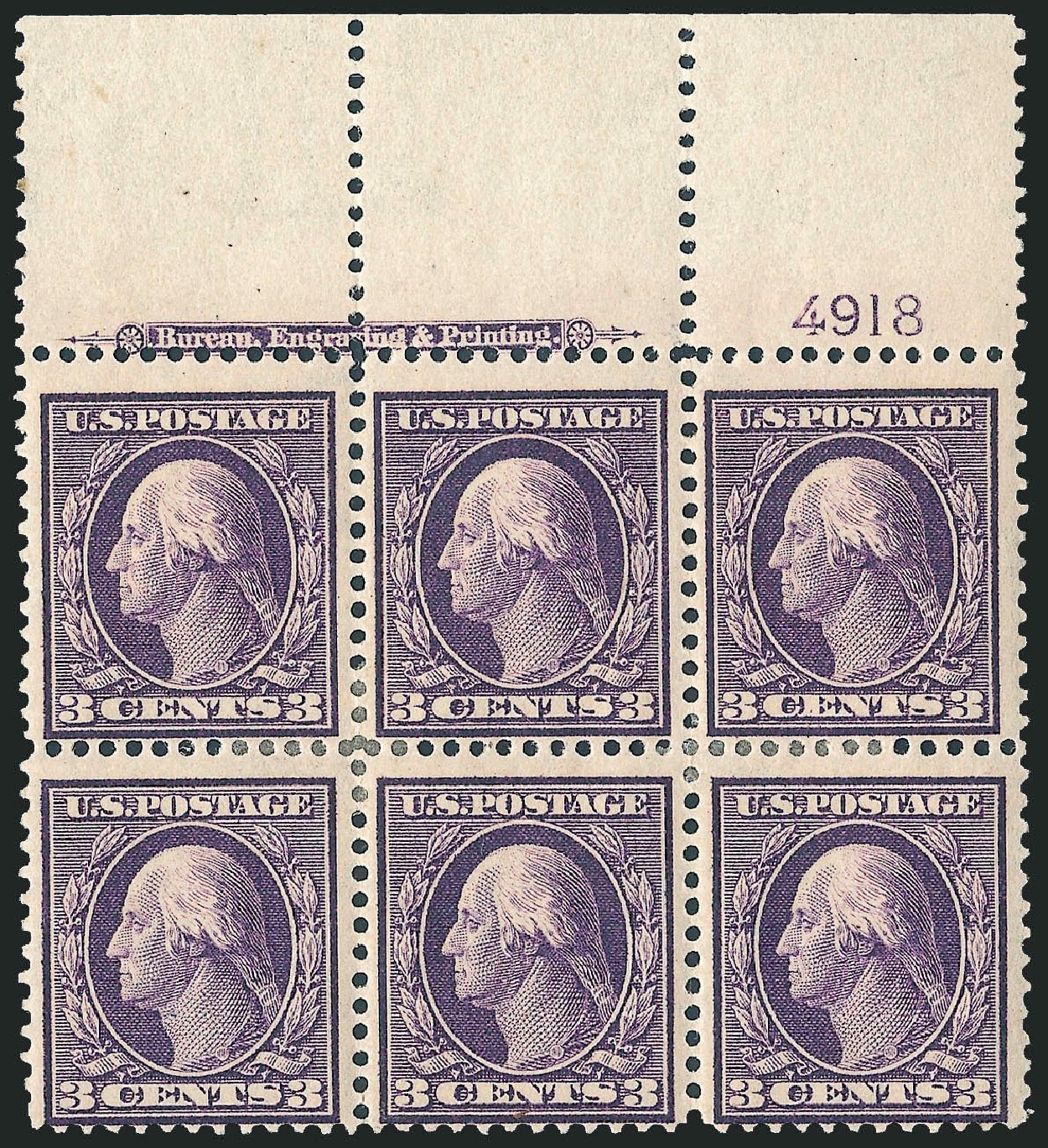 US Stamp Values Scott Catalogue 359 - 3c 1909 Washington Bluish Paper. Robert Siegel Auction Galleries, Apr 2009, Sale 971, Lot 1595