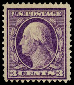 Costs of US Stamp Scott 359 - 1909 3c Washington Bluish Paper. Daniel Kelleher Auctions, Mar 2014, Sale 648, Lot 2143