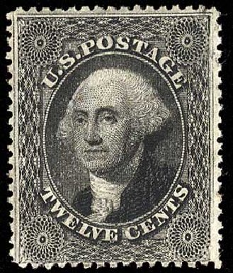 US Stamp Values Scott Catalog # 36: 12c 1857 Washington. Cherrystone Auctions, Jul 2008, Sale 200807, Lot 17