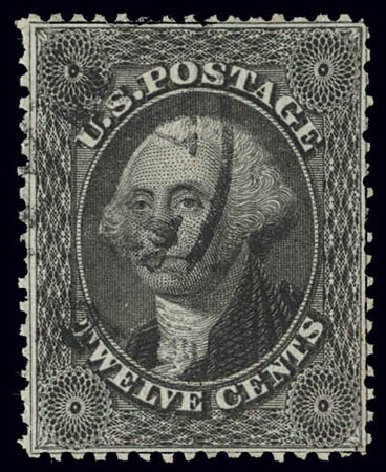 US Stamps Values Scott Catalogue 36: 1857 12c Washington. Daniel Kelleher Auctions, Feb 2013, Sale 634, Lot 39