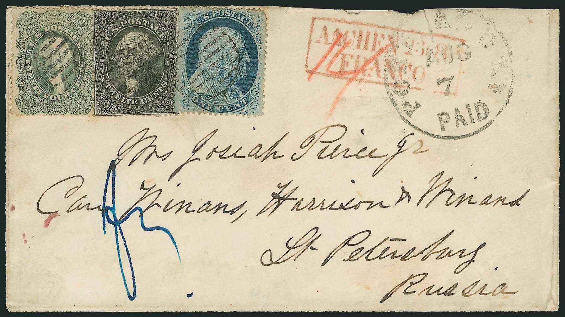 Costs of US Stamps Scott 36 - 12c 1857 Washington. Robert Siegel Auction Galleries, Dec 2010, Sale 1002, Lot 3809
