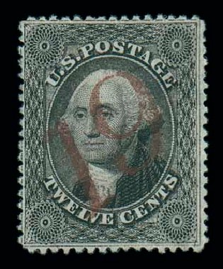 Costs of US Stamps Scott 36 - 1857 12c Washington. Matthew Bennett International, Dec 2007, Sale 323, Lot 150