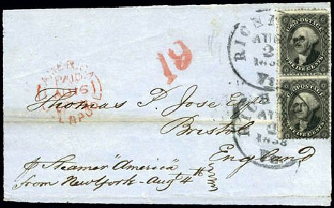 US Stamp Values Scott Cat. #36: 1857 12c Washington. Harmer-Schau Auction Galleries, Jul 2010, Sale 86, Lot 344