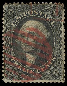 Prices of US Stamp Scott Catalog #36 - 12c 1857 Washington. Daniel Kelleher Auctions, Oct 2012, Sale 632, Lot 964