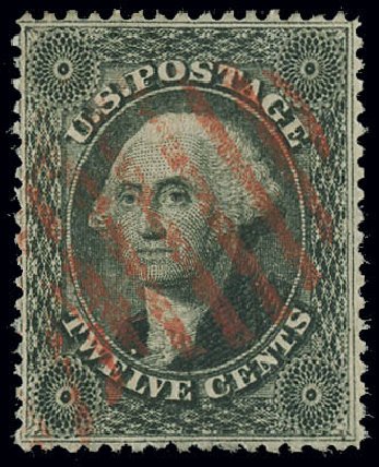 Value of US Stamps Scott Catalog # 36: 12c 1857 Washington. Matthew Bennett International, Jun 2008, Sale 328, Lot 525