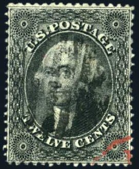 US Stamp Values Scott Cat. #36: 1857 12c Washington. Harmer-Schau Auction Galleries, Jun 2008, Sale 78, Lot 1285
