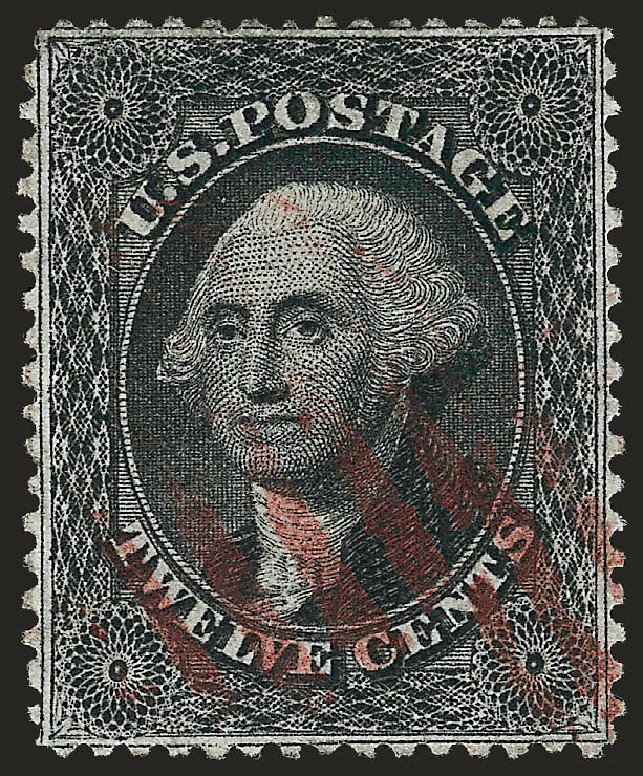 US Stamp Values Scott #36 - 1857 12c Washington. Robert Siegel Auction Galleries, Dec 2008, Sale 967, Lot 4143