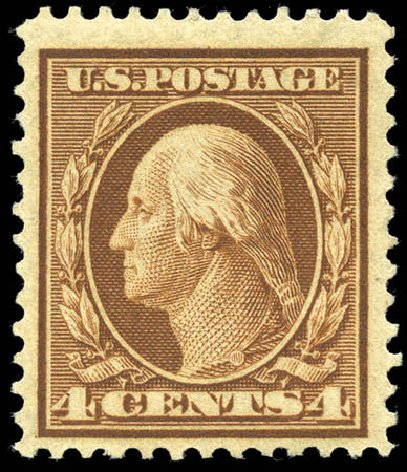 Cost of US Stamp Scott Cat. #360 - 1909 4c Washington Bluish Paper. Matthew Bennett International, Mar 2011, Sale 336, Lot 1271