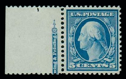 US Stamps Values Scott #361: 1909 5c Washington Bluish Paper. Matthew Bennett International, Dec 2007, Sale 324, Lot 1189
