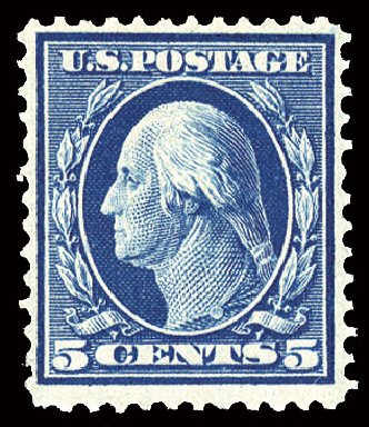 Values of US Stamp Scott Cat. 361: 1909 5c Washington Bluish Paper. Cherrystone Auctions, Mar 2009, Sale 200903, Lot 209