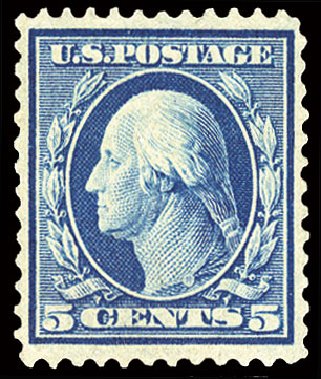 Costs of US Stamps Scott Cat. # 361 - 1909 5c Washington Bluish Paper. Cherrystone Auctions, Mar 2009, Sale 200903, Lot 210
