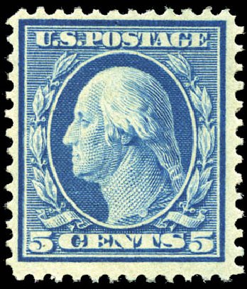 Cost of US Stamp Scott Catalogue 361 - 1909 5c Washington Bluish Paper. Matthew Bennett International, Sep 2011, Sale 338, Lot 1925