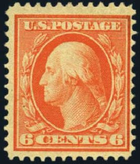 Prices of US Stamps Scott Catalog 362: 1909 6c Washington Bluish Paper. Harmer-Schau Auction Galleries, Jan 2013, Sale 96, Lot 558