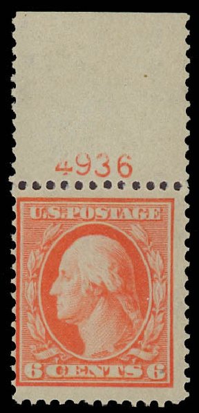 Prices of US Stamp Scott # 362 - 6c 1909 Washington Bluish Paper. Daniel Kelleher Auctions, Apr 2013, Sale 636, Lot 318