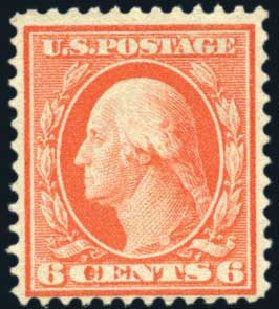 Values of US Stamp Scott Cat. 362: 1909 6c Washington Bluish Paper. Harmer-Schau Auction Galleries, Aug 2011, Sale 90, Lot 1489