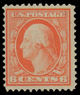 US Stamps Price Scott Cat. # 362 - 6c 1909 Washington Bluish Paper. Daniel Kelleher Auctions, Apr 2012, Sale 629, Lot 309