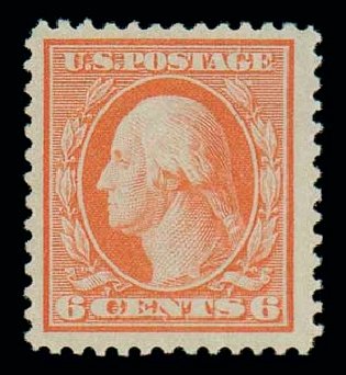 US Stamps Values Scott 362: 1909 6c Washington Bluish Paper. Matthew Bennett International, Dec 2007, Sale 324, Lot 1190
