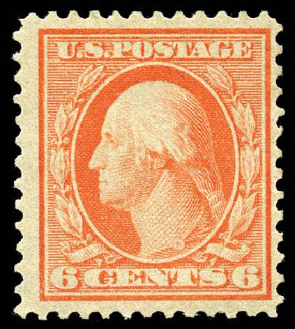 US Stamp Value Scott Catalog #362 - 1909 6c Washington Bluish Paper. Matthew Bennett International, Mar 2012, Sale 344, Lot 4520