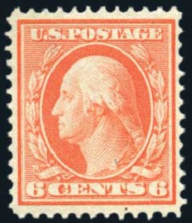 Costs of US Stamps Scott Cat. 362: 6c 1909 Washington Bluish Paper. Harmer-Schau Auction Galleries, Aug 2011, Sale 90, Lot 1490