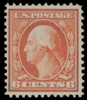 US Stamps Price Scott Catalogue # 362 - 1909 6c Washington Bluish Paper. Daniel Kelleher Auctions, May 2015, Sale 669, Lot 2920