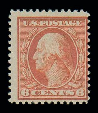 Price of US Stamp Scott 362 - 1909 6c Washington Bluish Paper. Matthew Bennett International, Jun 2007, Sale 319, Lot 1381