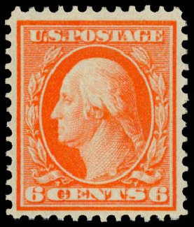 US Stamps Value Scott Catalog # 362 - 6c 1909 Washington Bluish Paper. Daniel Kelleher Auctions, Mar 2014, Sale 648, Lot 2145