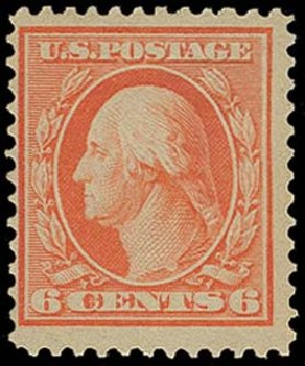 Value of US Stamp Scott Catalog 362: 6c 1909 Washington Bluish Paper. H.R. Harmer, Oct 2014, Sale 3006, Lot 1332