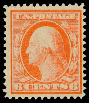 Value of US Stamps Scott Catalog # 362: 6c 1909 Washington Bluish Paper. Daniel Kelleher Auctions, May 2014, Sale 652, Lot 542