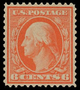 US Stamps Prices Scott Cat. # 362 - 1909 6c Washington Bluish Paper. Daniel Kelleher Auctions, Aug 2012, Sale 631, Lot 1126