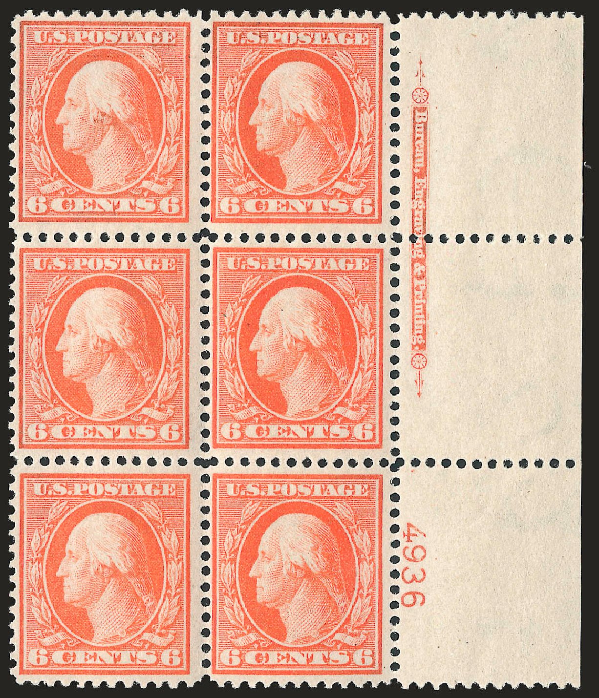 Cost of US Stamp Scott 362 - 1909 6c Washington Bluish Paper. Robert Siegel Auction Galleries, Apr 2009, Sale 971, Lot 1596
