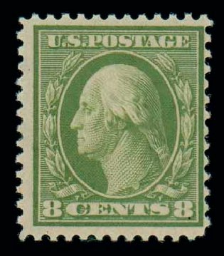 Cost of US Stamp Scott #363 - 1909 8c Washington Bluish Paper. Matthew Bennett International, Jun 2007, Sale 319, Lot 1383